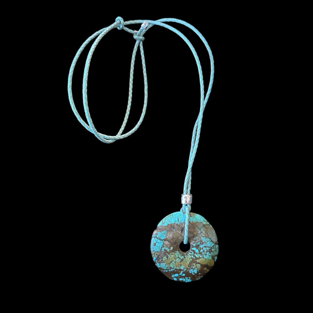 Authentic 2.25” Turquoise Adjustable Pendant Silv… - image 1